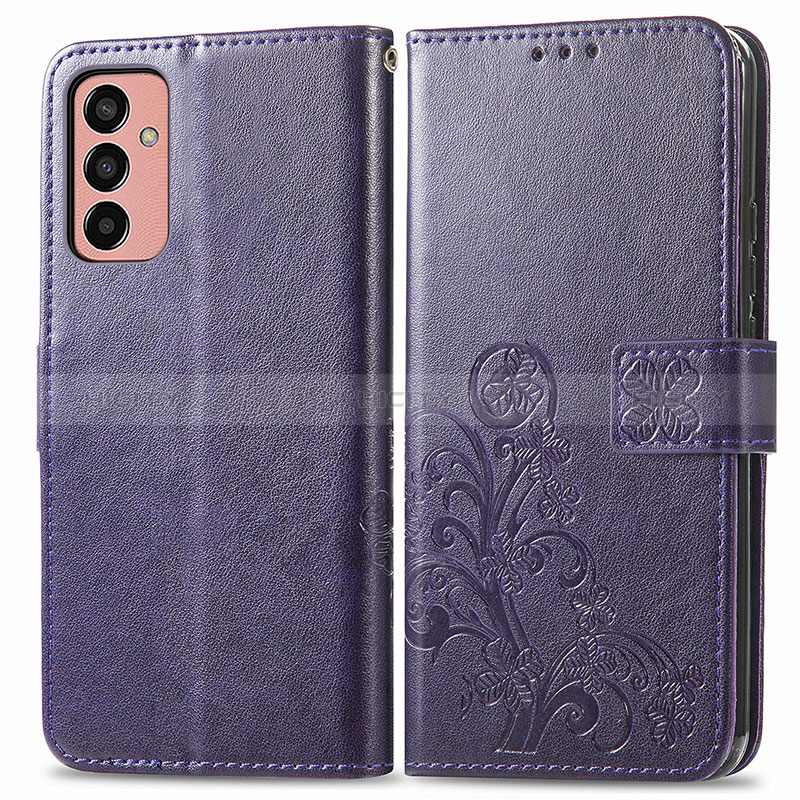 Leather Case Stands Flip Flowers Cover Holder for Samsung Galaxy M13 4G