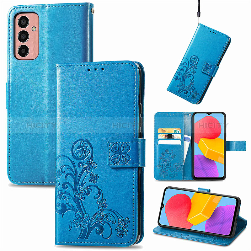 Leather Case Stands Flip Flowers Cover Holder for Samsung Galaxy M13 4G