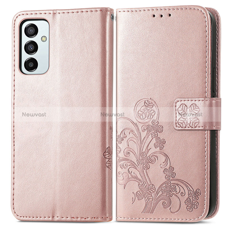 Leather Case Stands Flip Flowers Cover Holder for Samsung Galaxy M23 5G