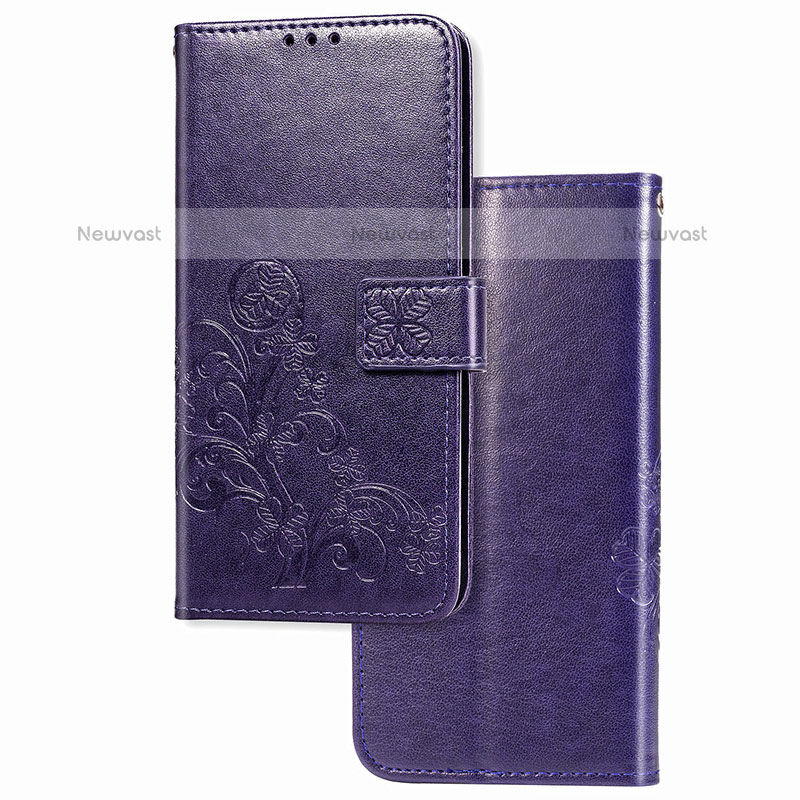 Leather Case Stands Flip Flowers Cover Holder for Samsung Galaxy M30s Purple