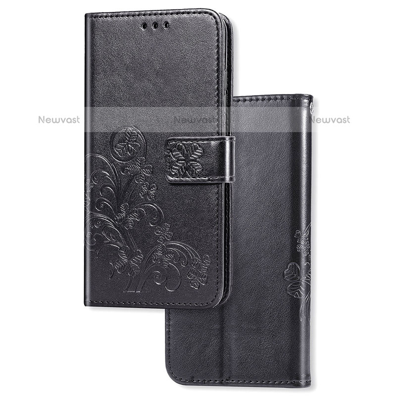 Leather Case Stands Flip Flowers Cover Holder for Samsung Galaxy M31 Black