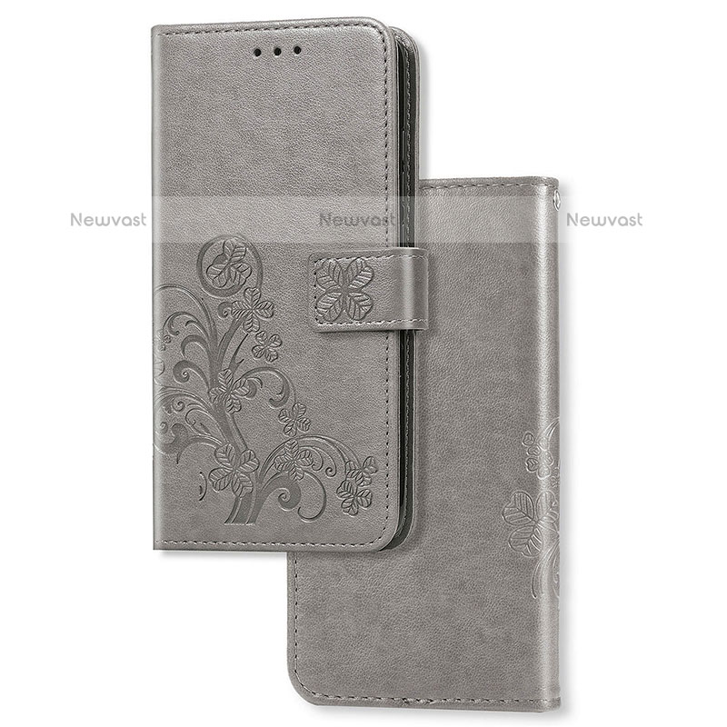 Leather Case Stands Flip Flowers Cover Holder for Samsung Galaxy M31s Gray