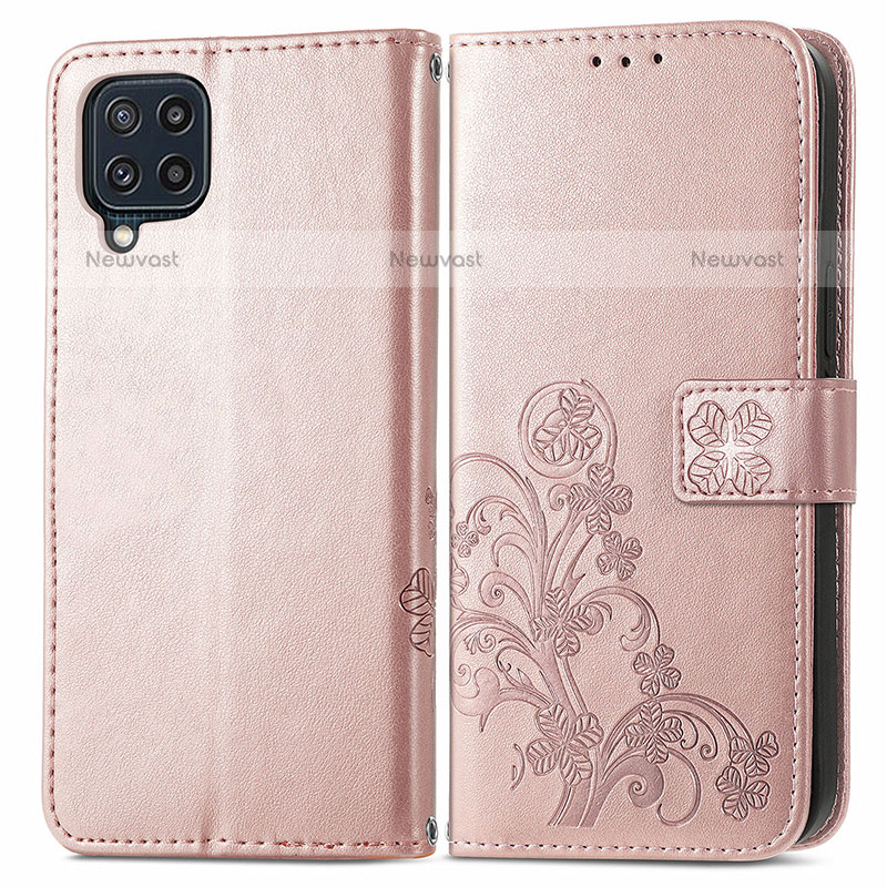 Leather Case Stands Flip Flowers Cover Holder for Samsung Galaxy M32 4G