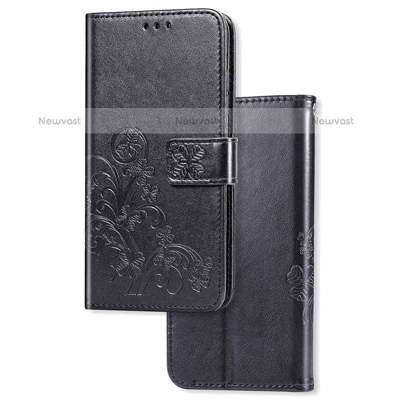 Leather Case Stands Flip Flowers Cover Holder for Samsung Galaxy Note 10 Lite Black