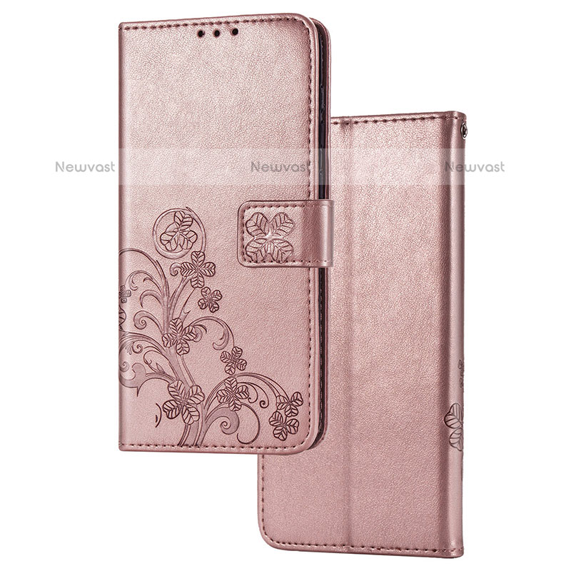 Leather Case Stands Flip Flowers Cover Holder for Samsung Galaxy Note 20 5G Pink