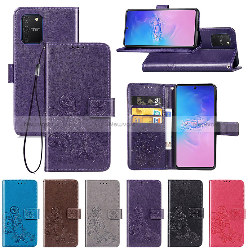 Leather Case Stands Flip Flowers Cover Holder for Samsung Galaxy S10 Lite