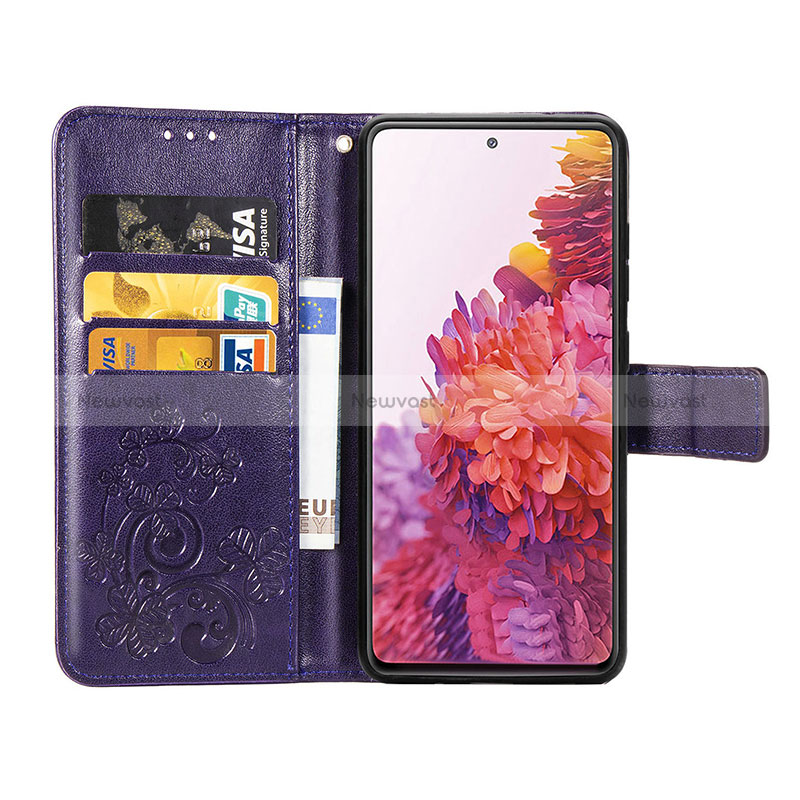 Leather Case Stands Flip Flowers Cover Holder for Samsung Galaxy S20 Lite 5G