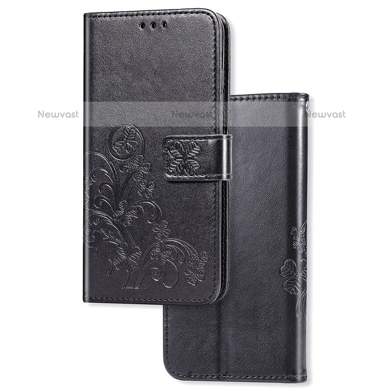 Leather Case Stands Flip Flowers Cover Holder for Samsung Galaxy S20 Plus Black