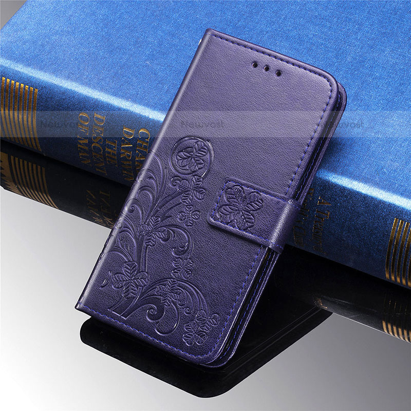 Leather Case Stands Flip Flowers Cover Holder for Samsung Galaxy S21 Plus 5G Purple