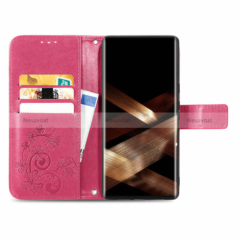 Leather Case Stands Flip Flowers Cover Holder for Samsung Galaxy S24 Ultra 5G