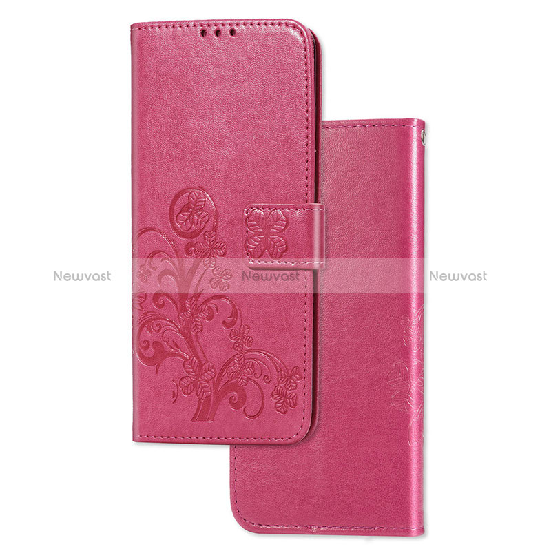 Leather Case Stands Flip Flowers Cover Holder for Sony Xperia 1 Red