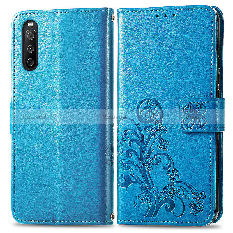 Leather Case Stands Flip Flowers Cover Holder for Sony Xperia 10 III SOG04
