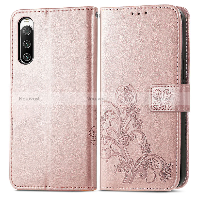 Leather Case Stands Flip Flowers Cover Holder for Sony Xperia 10 V