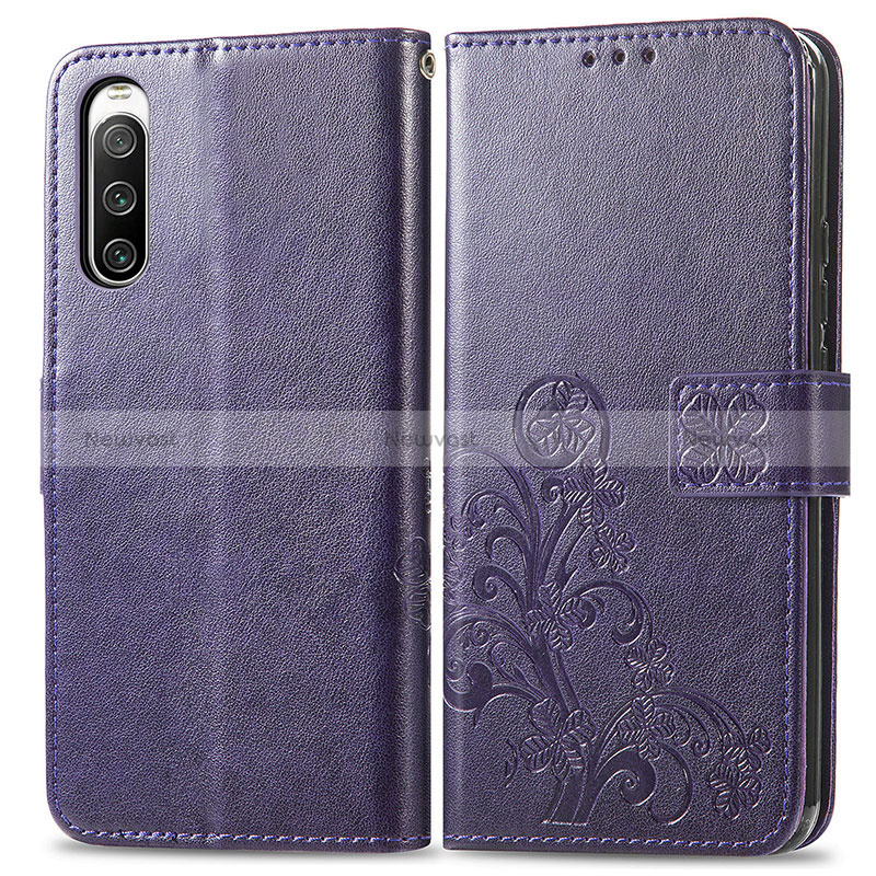 Leather Case Stands Flip Flowers Cover Holder for Sony Xperia 10 V