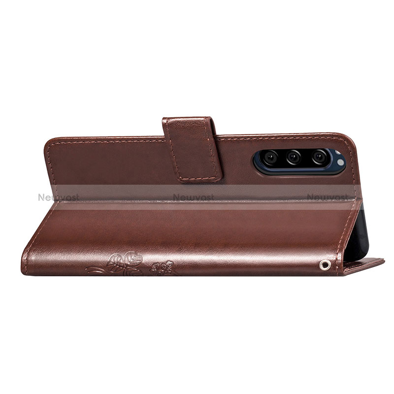 Leather Case Stands Flip Flowers Cover Holder for Sony Xperia 5