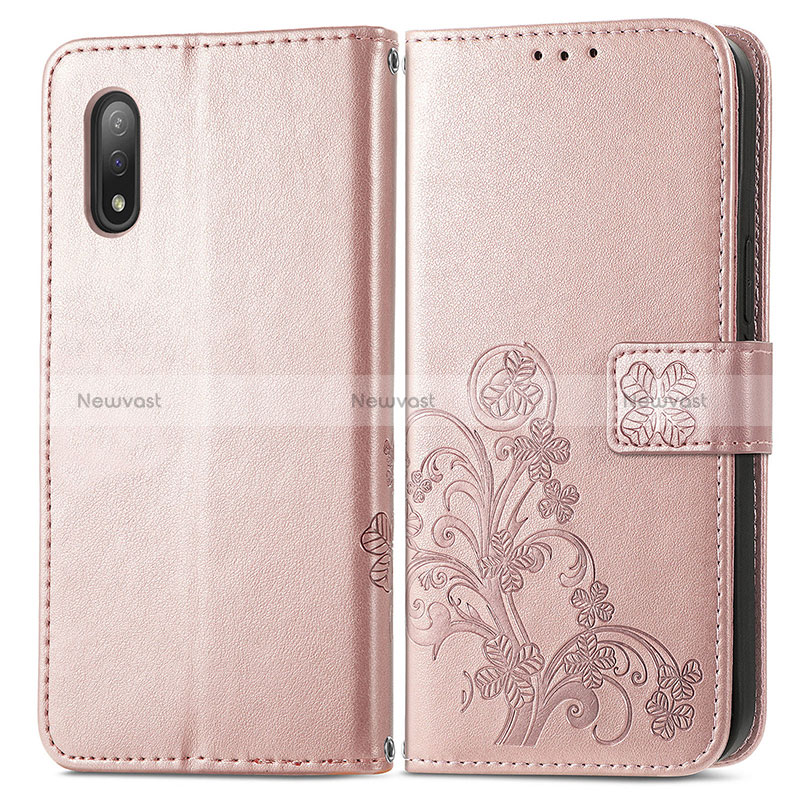 Leather Case Stands Flip Flowers Cover Holder for Sony Xperia Ace II SO-41B