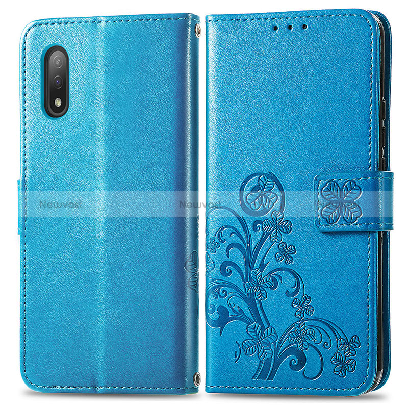 Leather Case Stands Flip Flowers Cover Holder for Sony Xperia Ace II SO-41B