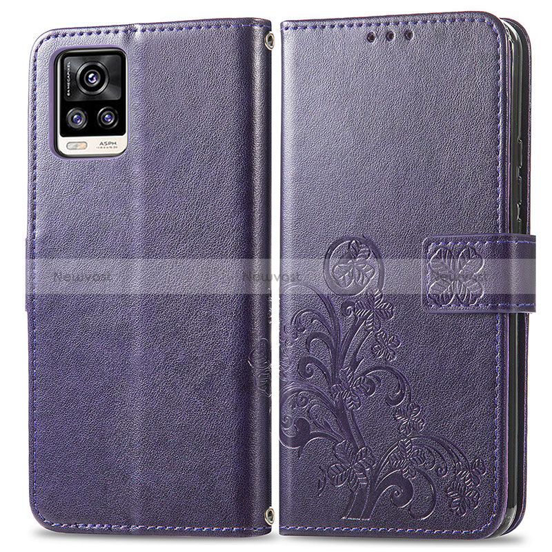 Leather Case Stands Flip Flowers Cover Holder for Vivo V20
