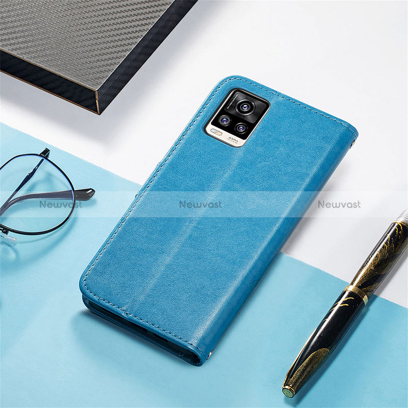 Leather Case Stands Flip Flowers Cover Holder for Vivo V20