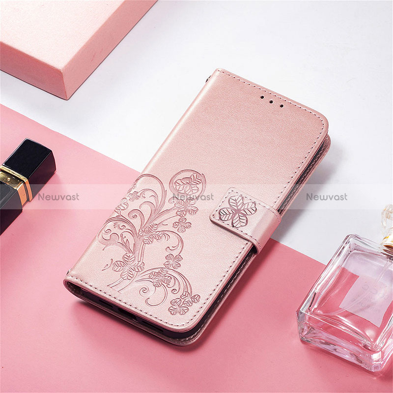 Leather Case Stands Flip Flowers Cover Holder for Vivo V21e 4G