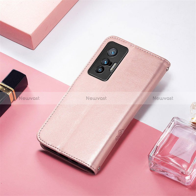 Leather Case Stands Flip Flowers Cover Holder for Vivo X70t