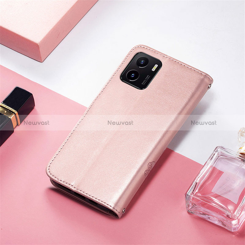 Leather Case Stands Flip Flowers Cover Holder for Vivo Y01