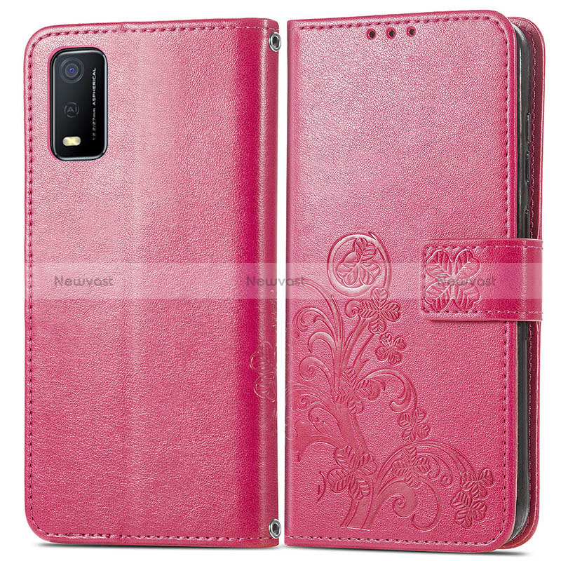 Leather Case Stands Flip Flowers Cover Holder for Vivo Y3s (2021)