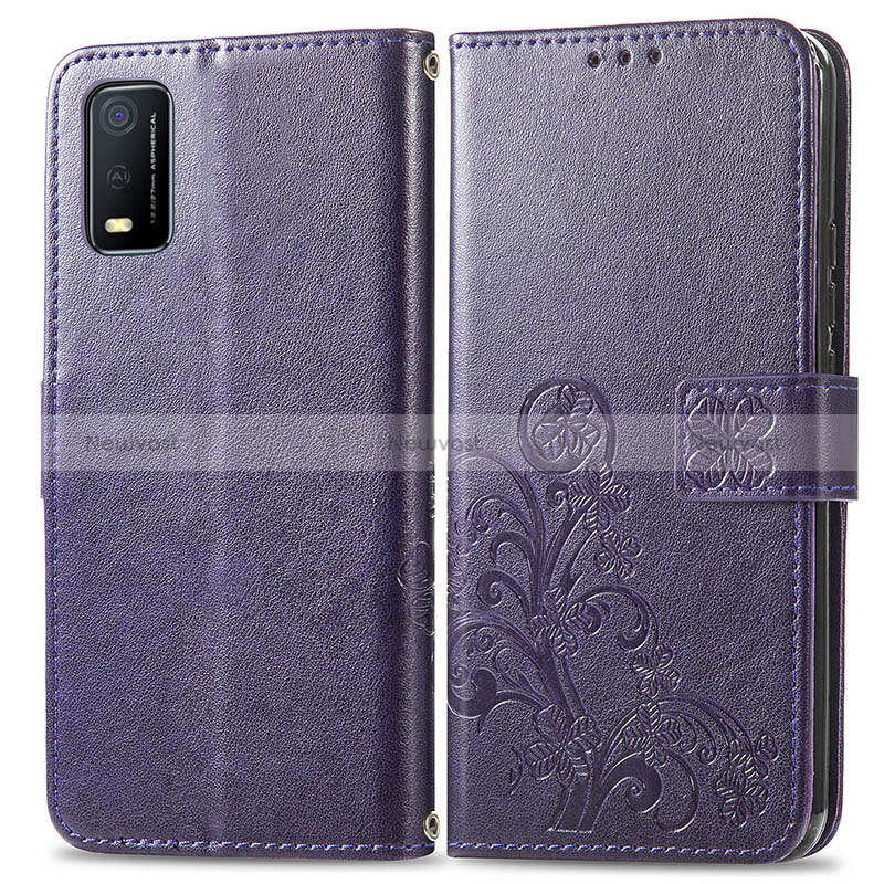 Leather Case Stands Flip Flowers Cover Holder for Vivo Y3s (2021)