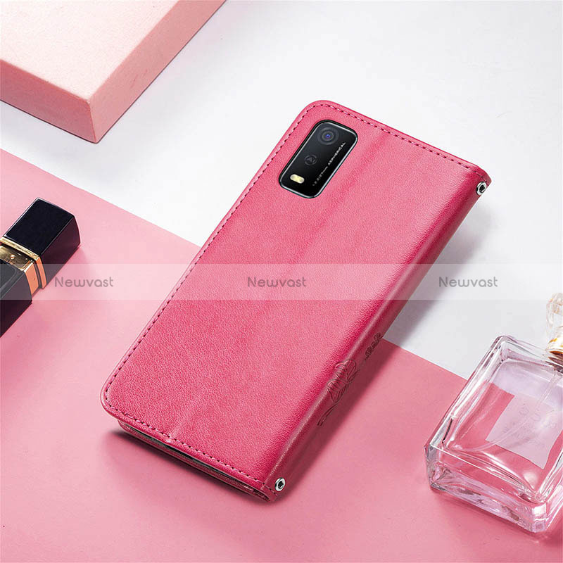 Leather Case Stands Flip Flowers Cover Holder for Vivo Y3s (2021)