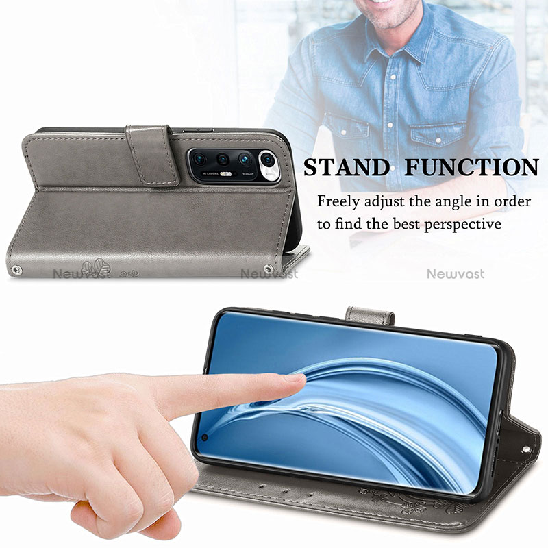 Leather Case Stands Flip Flowers Cover Holder for Xiaomi Mi 10S 5G