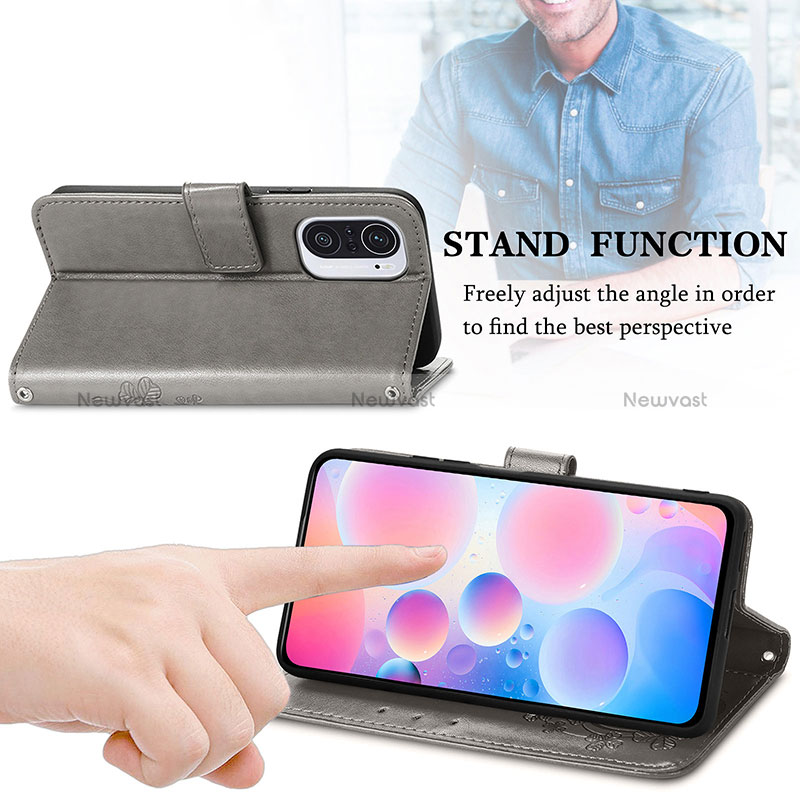 Leather Case Stands Flip Flowers Cover Holder for Xiaomi Mi 11i 5G