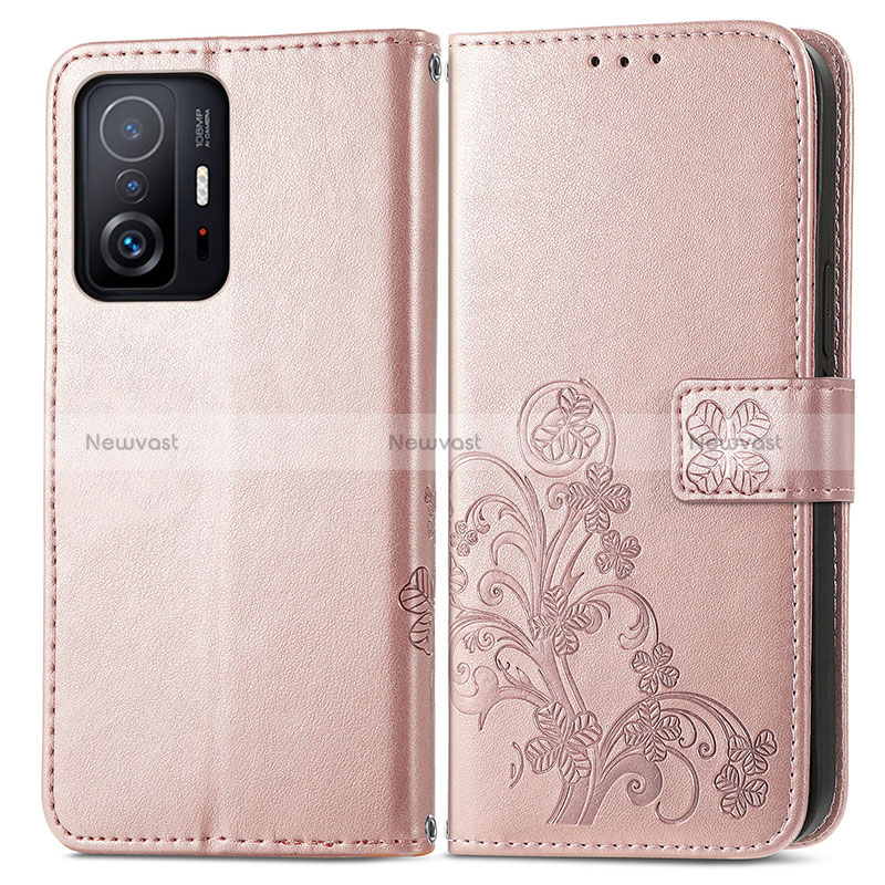 Leather Case Stands Flip Flowers Cover Holder for Xiaomi Mi 11T 5G