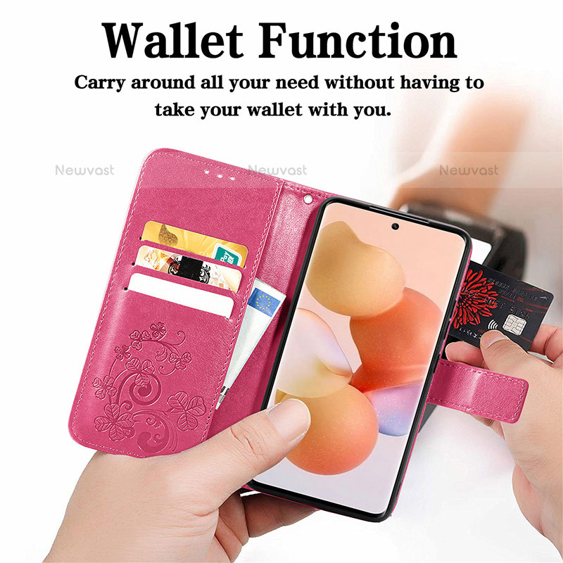 Leather Case Stands Flip Flowers Cover Holder for Xiaomi Mi 12 Lite 5G