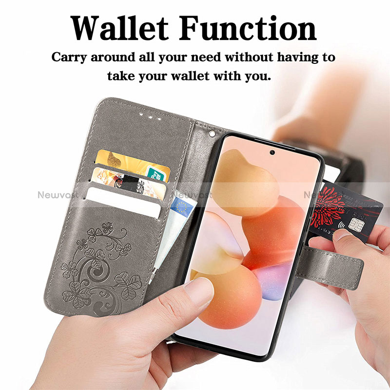 Leather Case Stands Flip Flowers Cover Holder for Xiaomi Mi 12T 5G