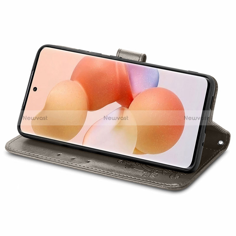 Leather Case Stands Flip Flowers Cover Holder for Xiaomi Mi 12T 5G