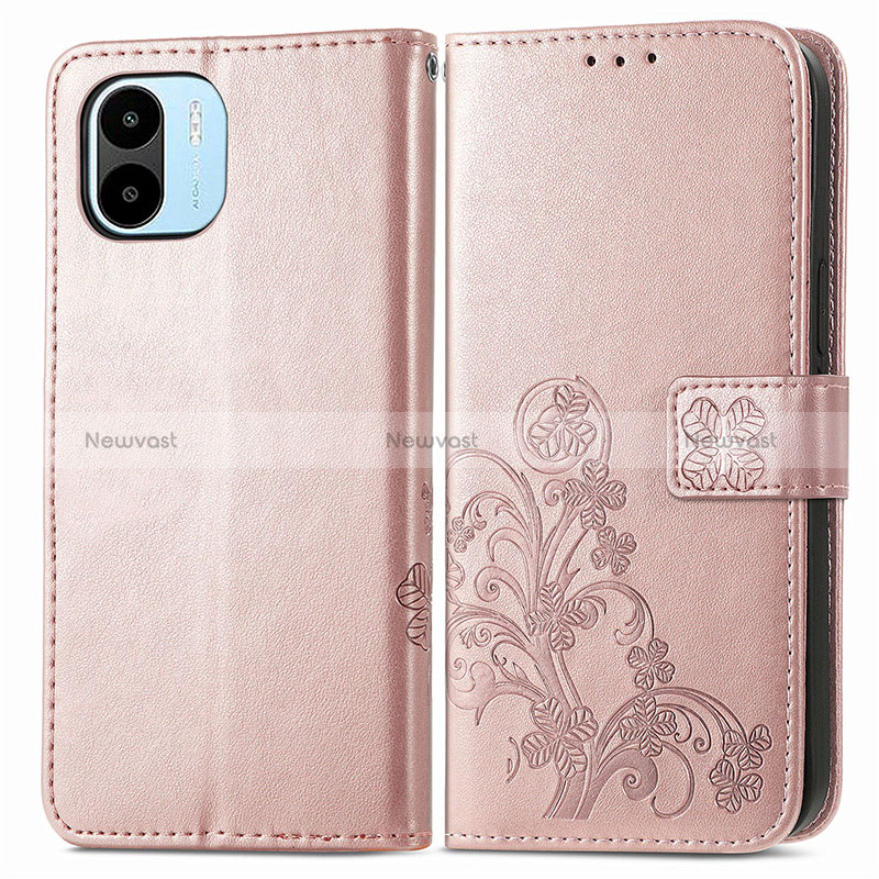 Leather Case Stands Flip Flowers Cover Holder for Xiaomi Poco C50