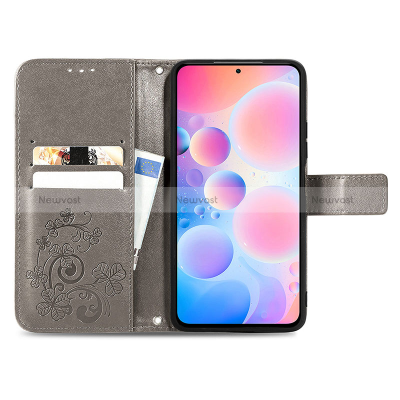 Leather Case Stands Flip Flowers Cover Holder for Xiaomi Poco F3 5G