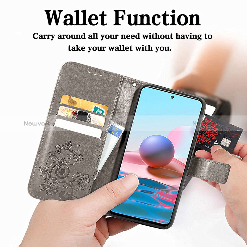 Leather Case Stands Flip Flowers Cover Holder for Xiaomi POCO M3 Pro 5G