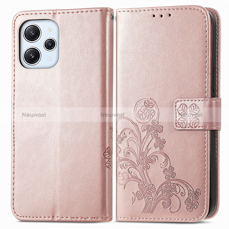 Leather Case Stands Flip Flowers Cover Holder for Xiaomi Redmi 12 4G