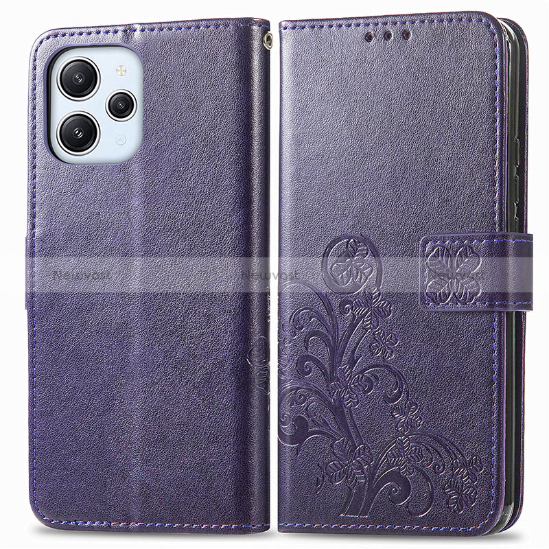 Leather Case Stands Flip Flowers Cover Holder for Xiaomi Redmi 12 4G