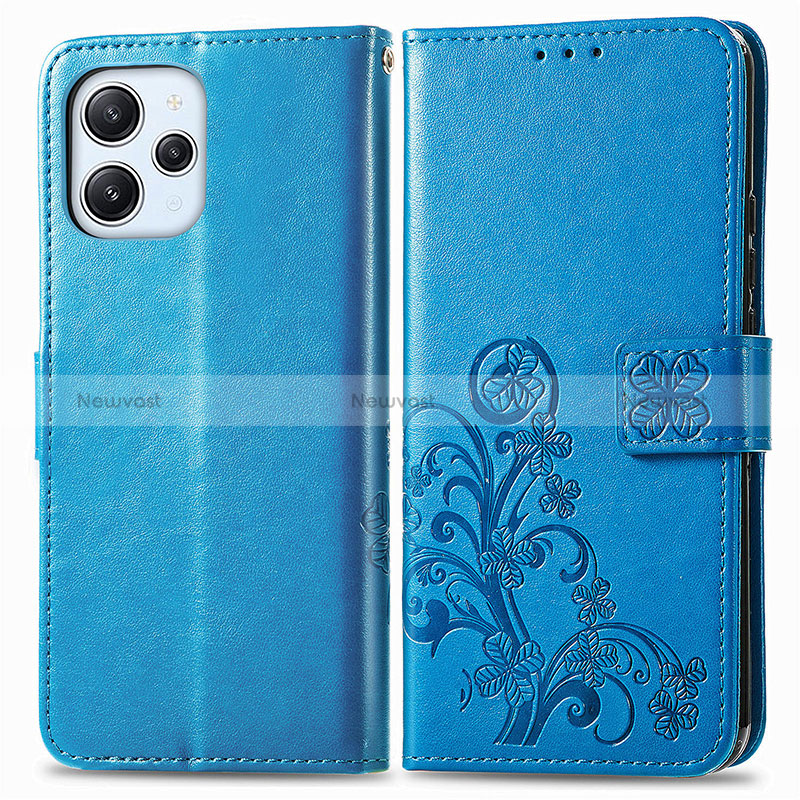 Leather Case Stands Flip Flowers Cover Holder for Xiaomi Redmi 12 4G