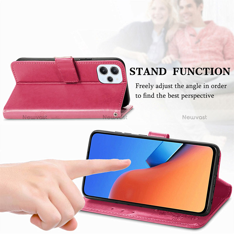 Leather Case Stands Flip Flowers Cover Holder for Xiaomi Redmi 12 4G