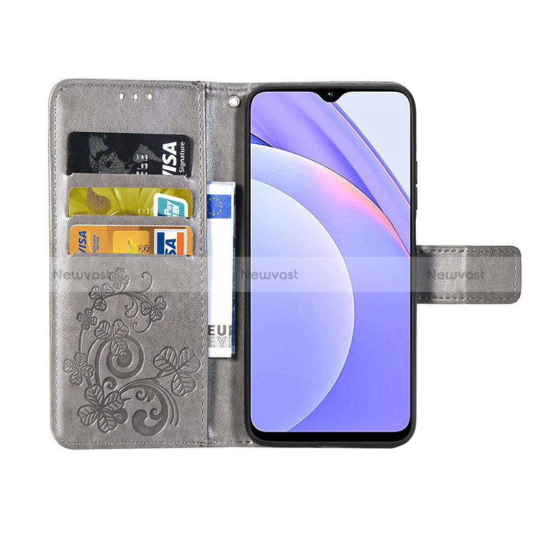 Leather Case Stands Flip Flowers Cover Holder for Xiaomi Redmi 9 Power