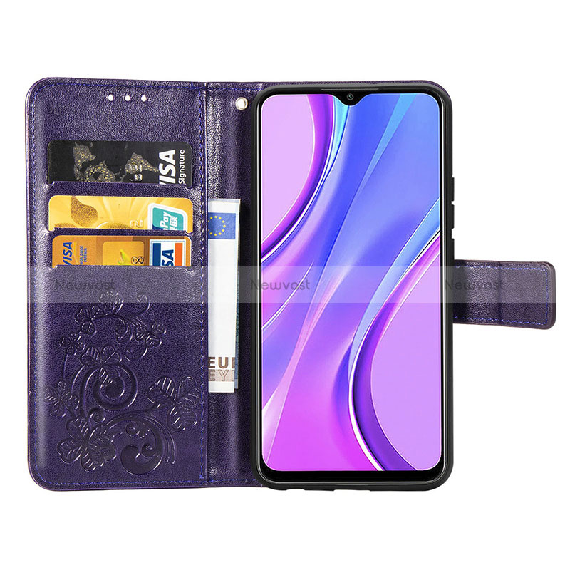 Leather Case Stands Flip Flowers Cover Holder for Xiaomi Redmi 9 Prime India