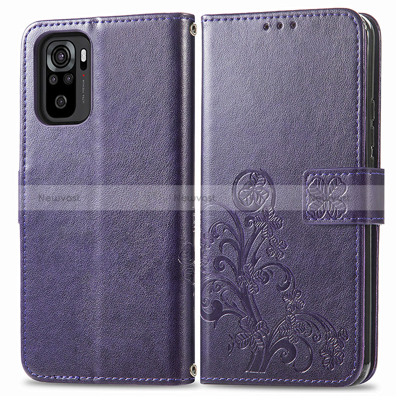 Leather Case Stands Flip Flowers Cover Holder for Xiaomi Redmi Note 10 4G