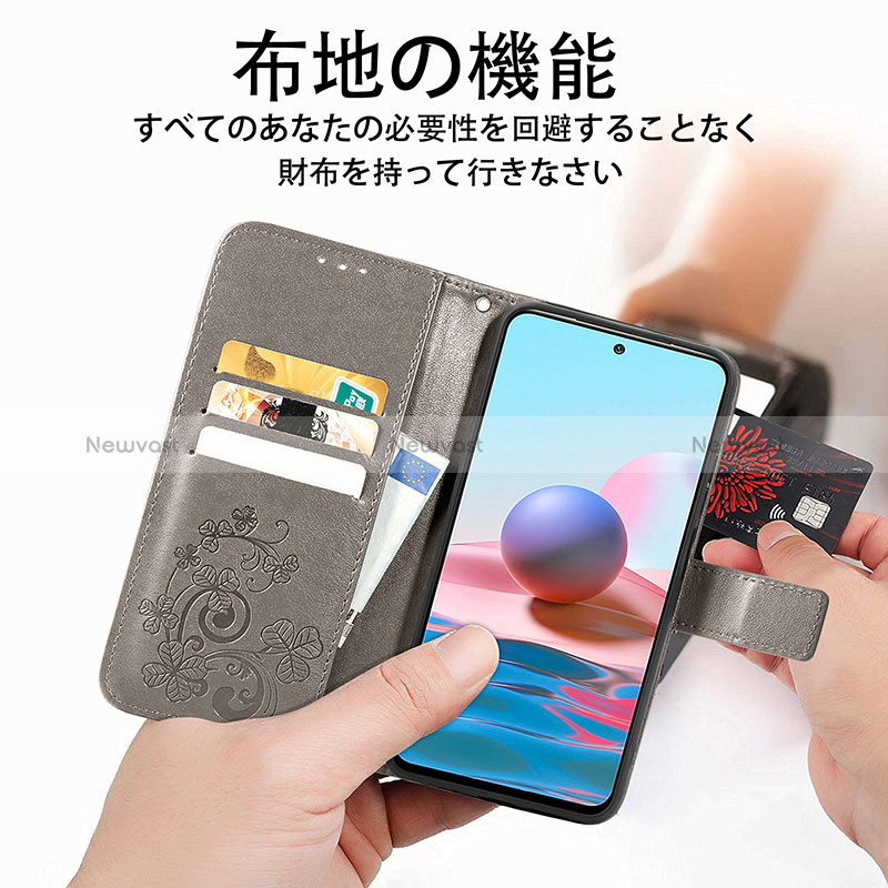 Leather Case Stands Flip Flowers Cover Holder for Xiaomi Redmi Note 10 JE 5G