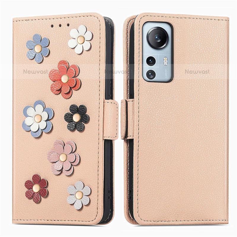 Leather Case Stands Flip Flowers Cover Holder L01 for Xiaomi Mi 12 Pro 5G