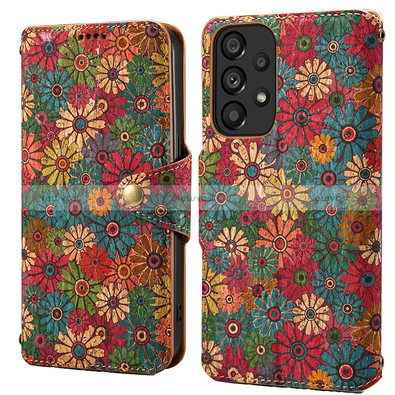 Leather Case Stands Flip Flowers Cover Holder MT1 for Samsung Galaxy A53 5G