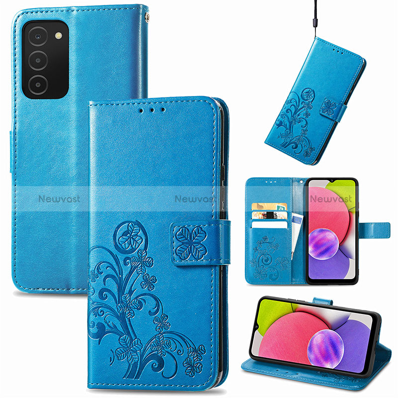 Leather Case Stands Flip Flowers Cover Holder S01D for Samsung Galaxy M02s