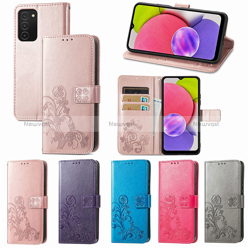 Leather Case Stands Flip Flowers Cover Holder S01D for Samsung Galaxy M02s